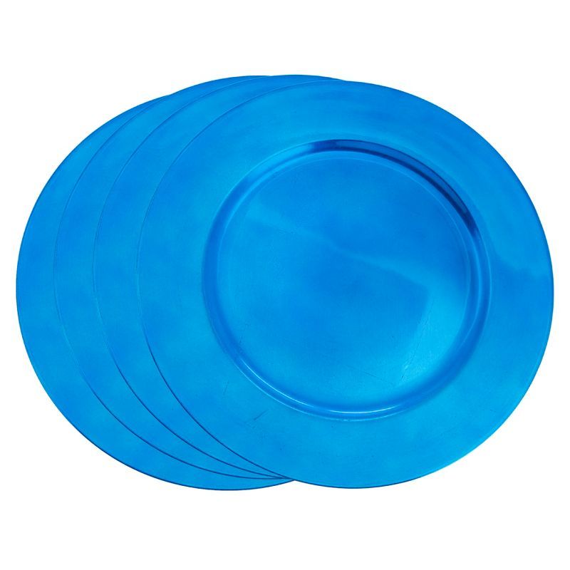 Cobalt Blue Round Plastic Charger Plates Set of 4