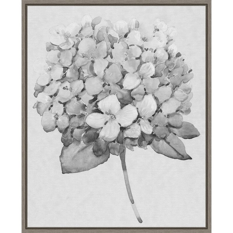 Silvertone Floral II 16" x 20" Grayscale Canvas Print with Frame