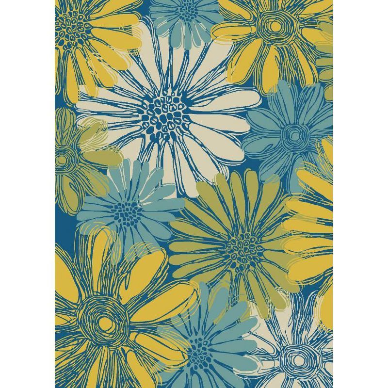 Azure Floral Bliss 4' x 6' Handmade Tufted Synthetic Area Rug