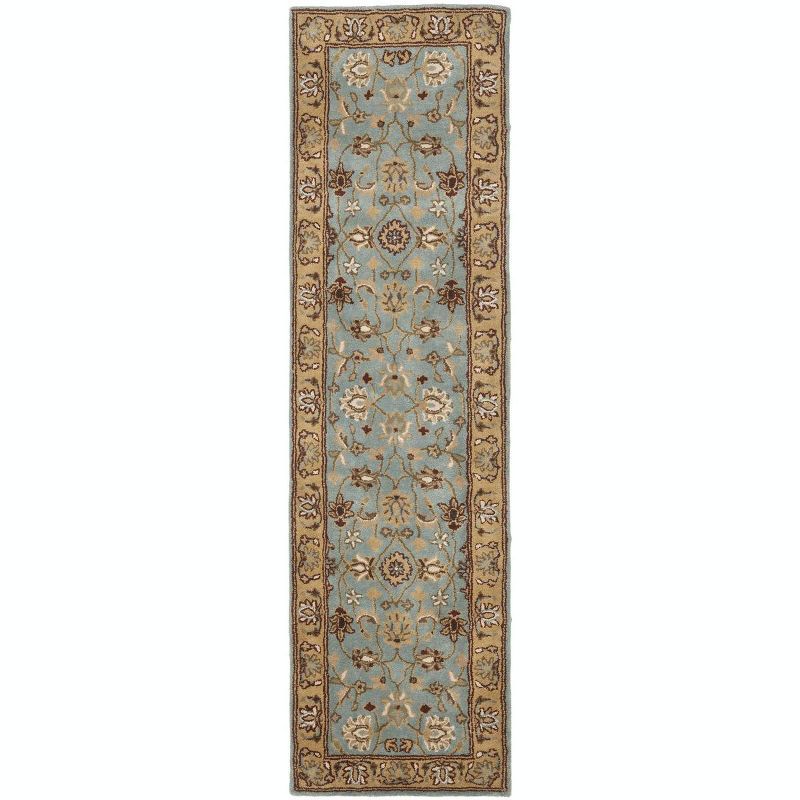 Blue and Gold Hand-Tufted Wool Runner Rug