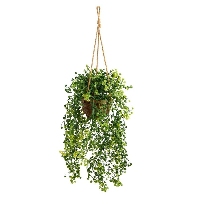 20-inch Green Plastic Baby Tear Artificial Hanging Plant