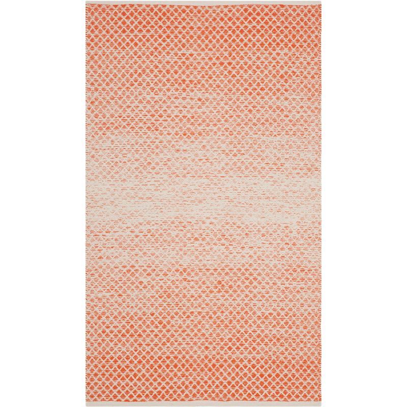 Handwoven Orange and Ivory Cotton Flatweave Rug, 2'3" x 5'