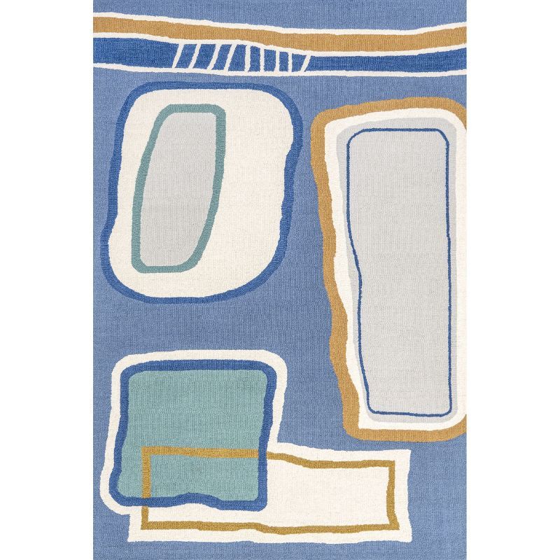 Blue Abstract Handmade Wool 6' x 9' Area Rug