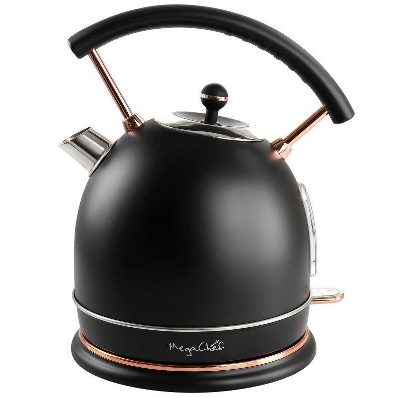 MegaChef 1.8 Liter Matte Black and Rose Gold Electric Kettle