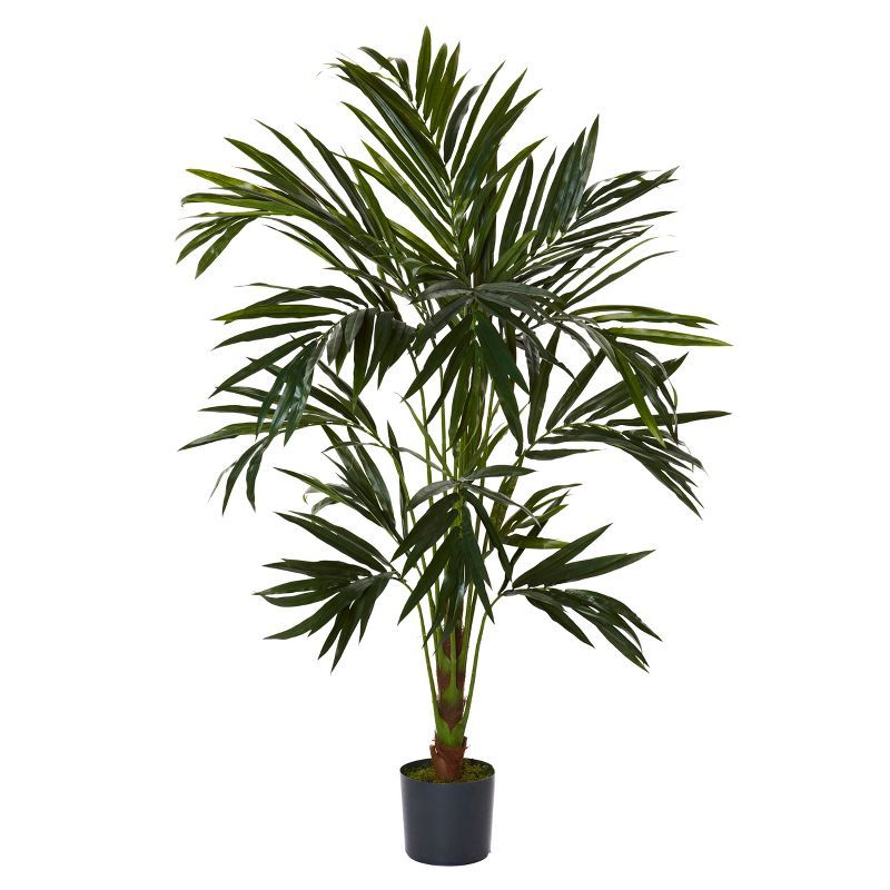 6-Foot Green Silk Palm Tree in Black Plastic Pot