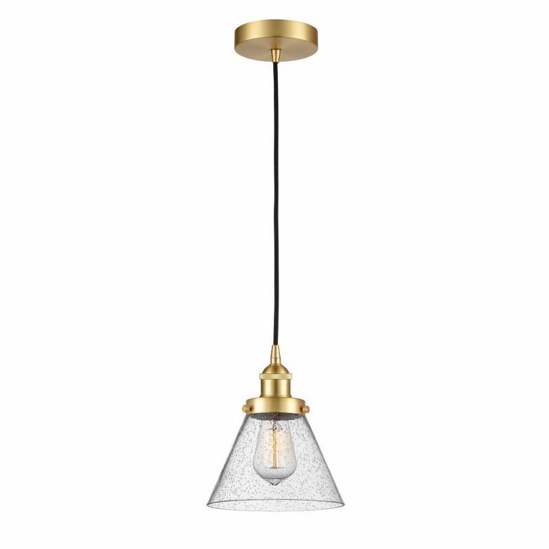 Matte Black and Seedy Glass Mini Pendant Light