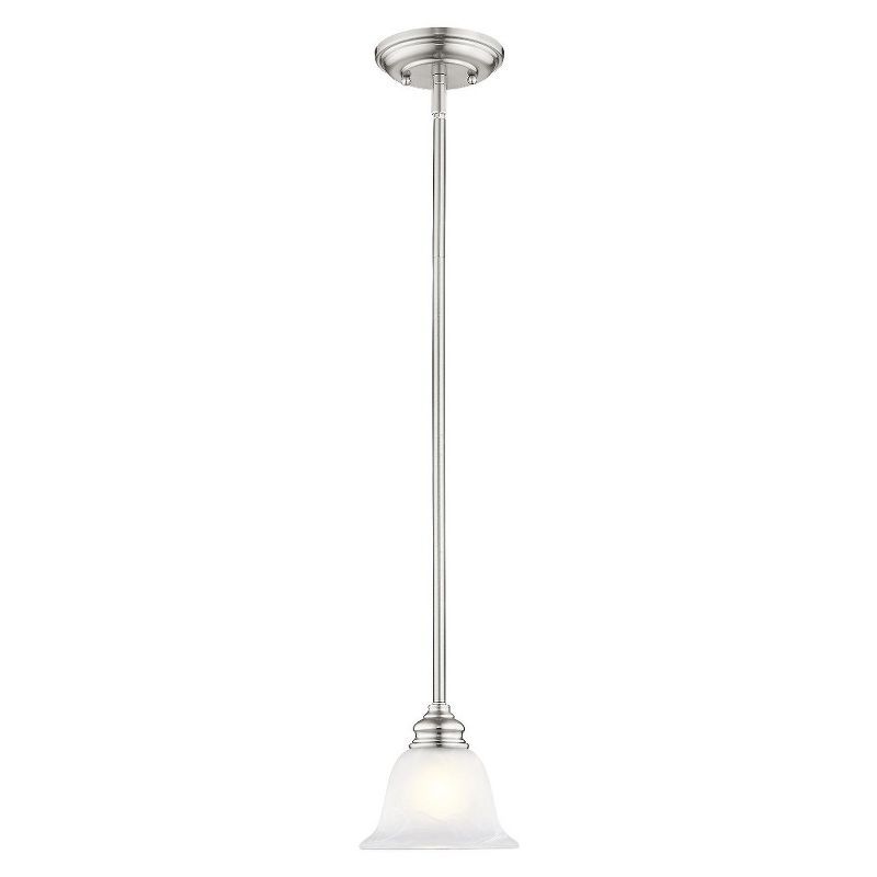 Brushed Nickel Mini Pendant with Alabaster Glass Shade