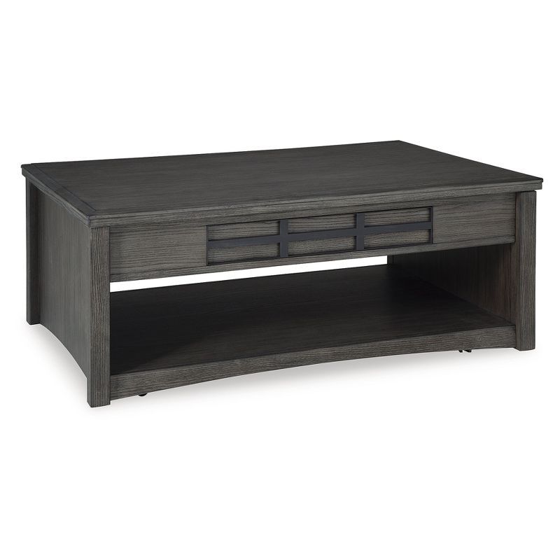 Gray Wood Lift-Top Coffee Table with Storage