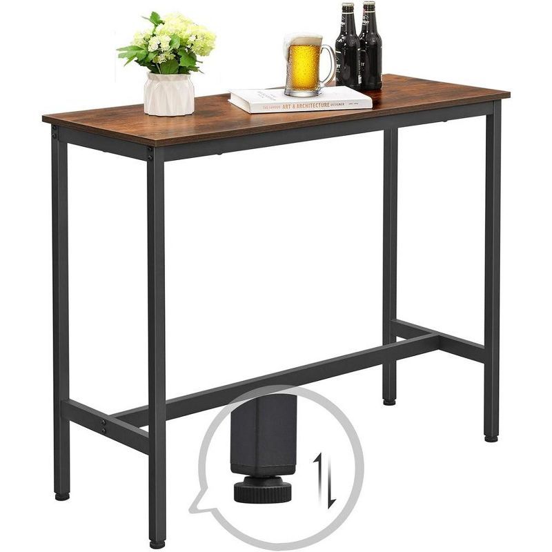 VASAGLE Brown and Black Industrial Counter Height Bar Table