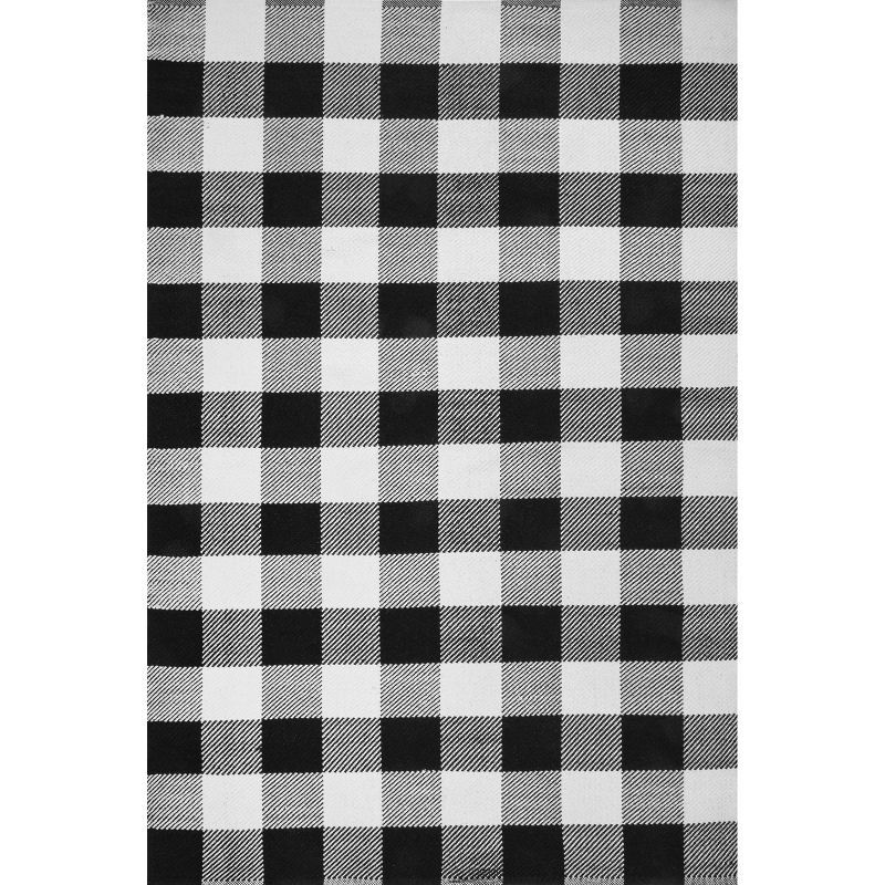 Black and White Buffalo Plaid Cotton 10' x 14' Area Rug