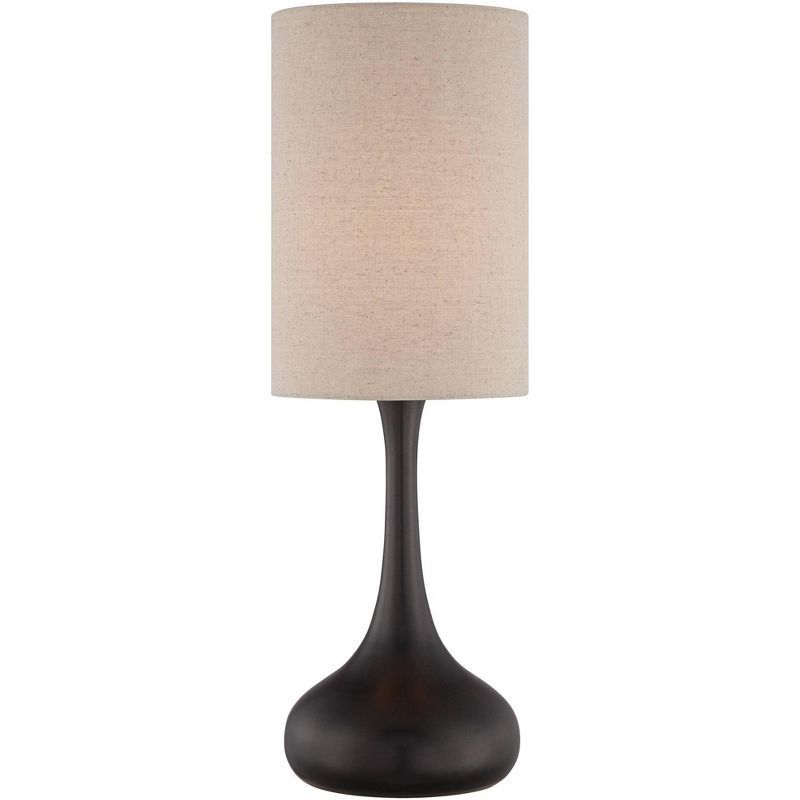 Mid-Century Modern Espresso Bronze Table Lamp with Tan Shade