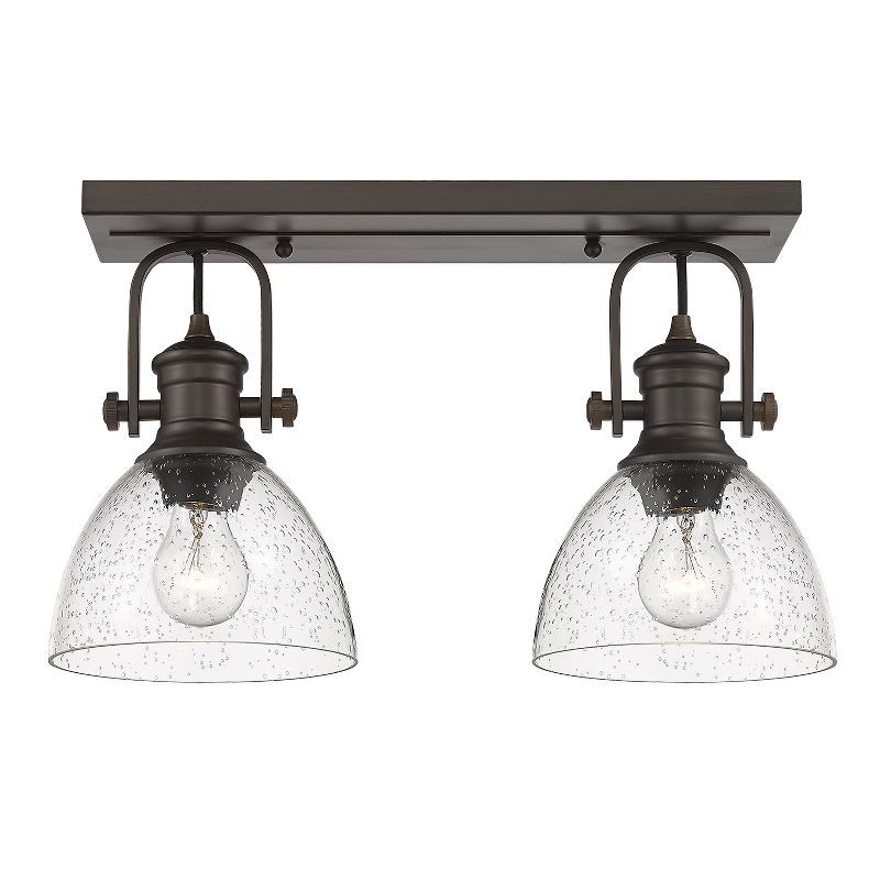 Transitional 18" Brown Seeded Glass Semi-Flush Mount Light