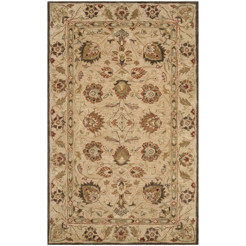 Elegant Heritage Hand-Tufted Wool Area Rug in Beige, 4' x 6'