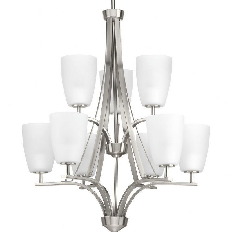 Leap Brushed Nickel 9-Light Two-Tier Chandelier with Glass Shades