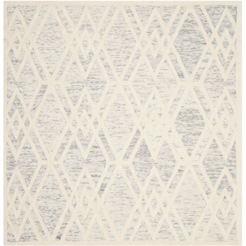 Hand-Tufted Off-White Wool 6' Square Area Rug