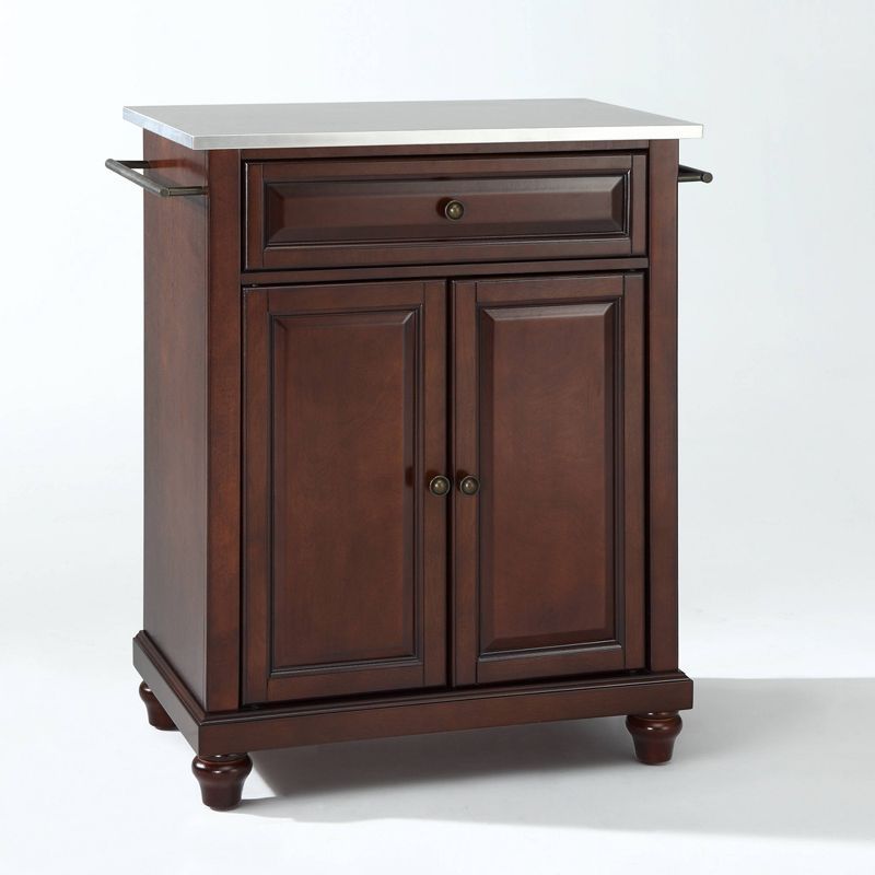 Cambridge Mahogany Compact Kitchen Island with Stainless Steel Top