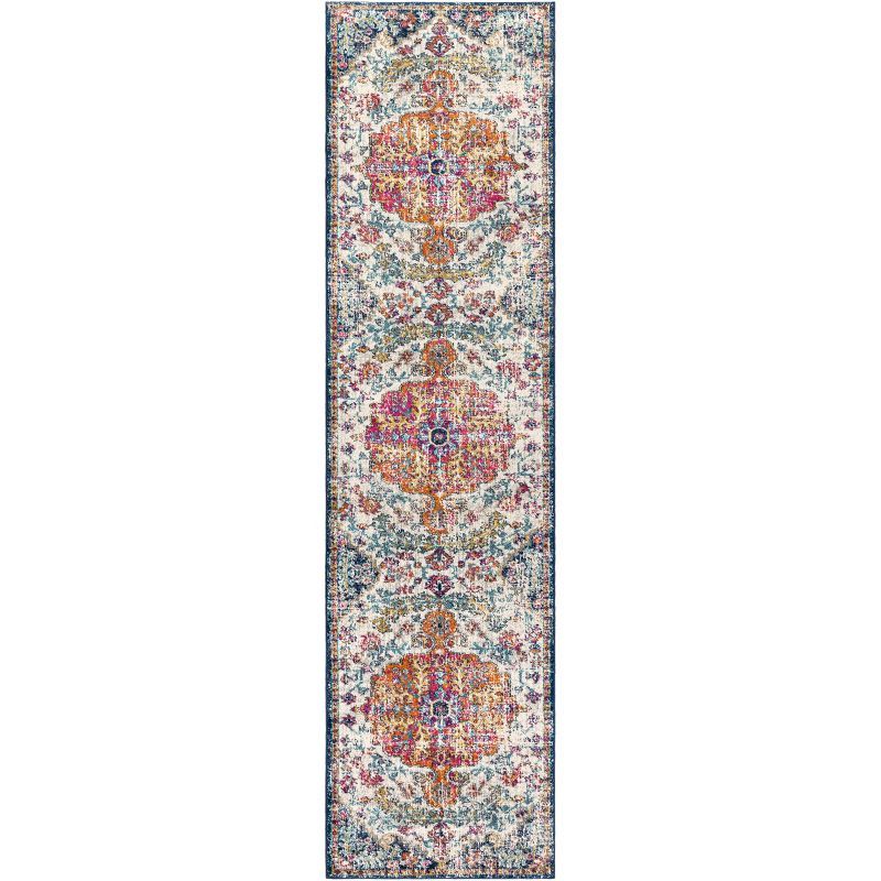 Elegant Blue 31" Synthetic Easy-Care Stain-Resistant Rug