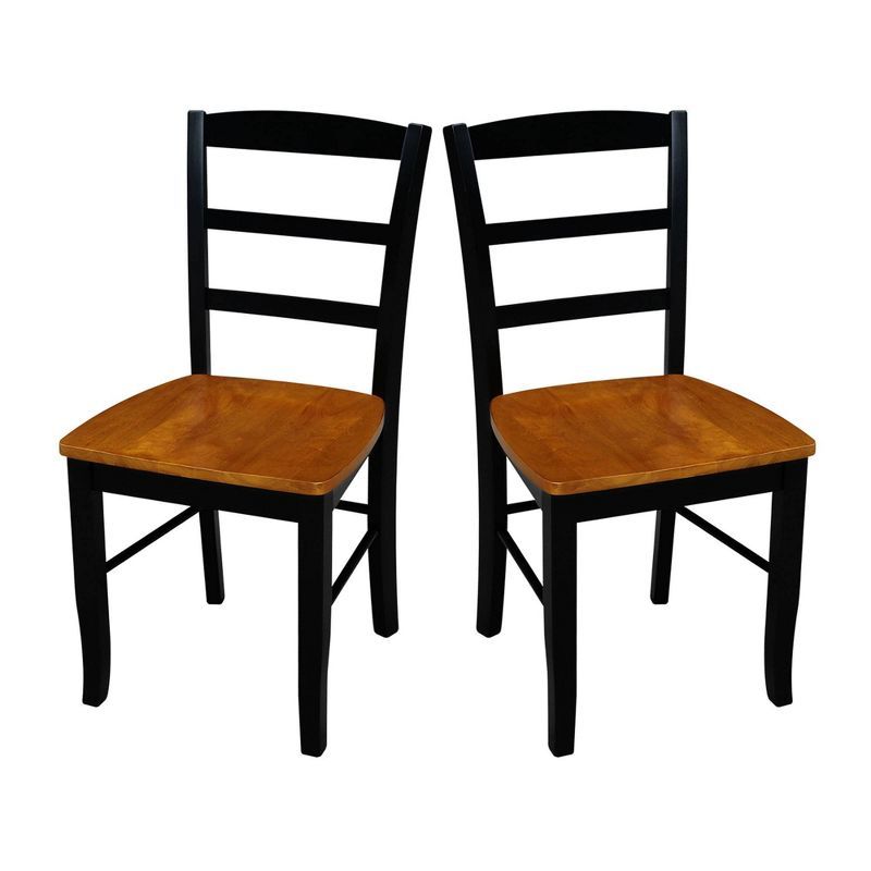 Elegant Black and Cherry Ladderback Wood Side Chair