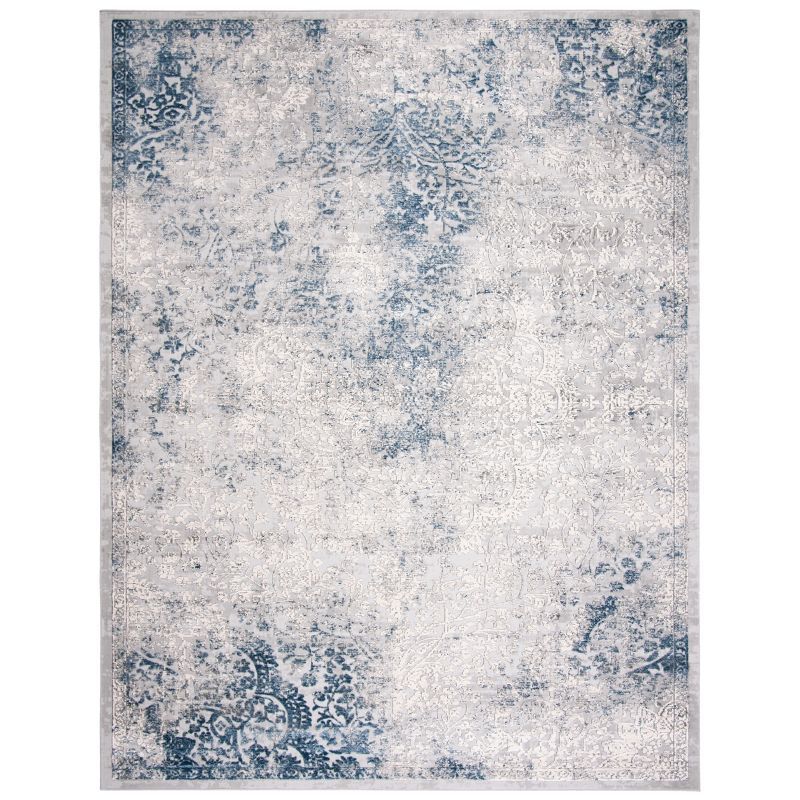 Rippled Abstract Gray Synthetic 8' x 10' Area Rug