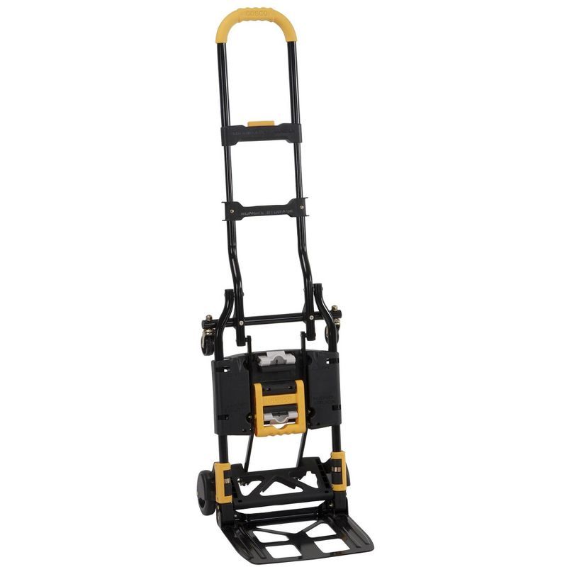 COSCO Black and Yellow 2-in-1 Folding Hand Truck with Extendable Handle