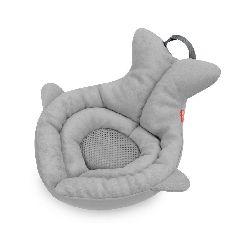 Gray Plush Terry Sink Baby Bather with Padded Whale Tail