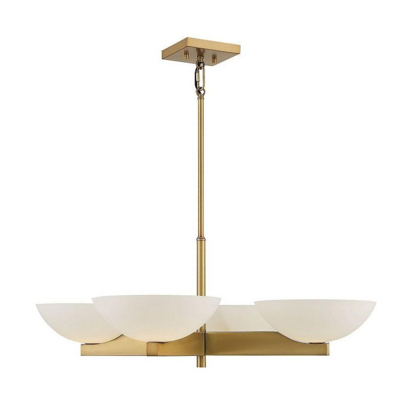 Mid-Century Modern Art Deco Inspired Warm Brass Chandelier