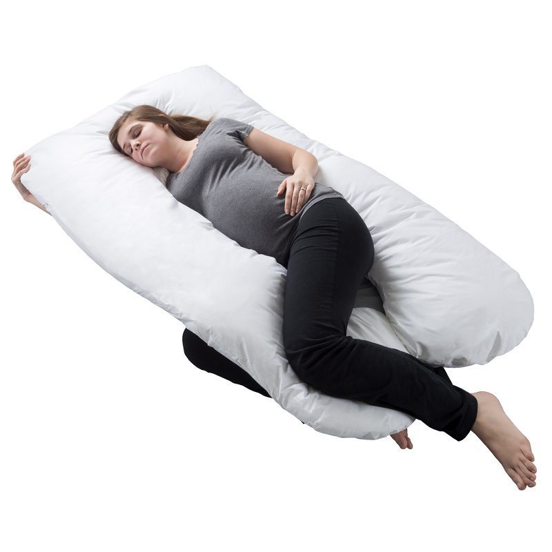 White U-Shaped Full-Body Support Pregnancy Pillow