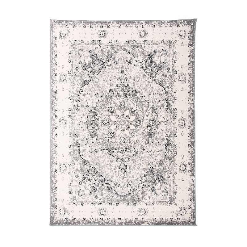 Bohemian Distressed Medallion 5' x 7' Gray Synthetic Area Rug