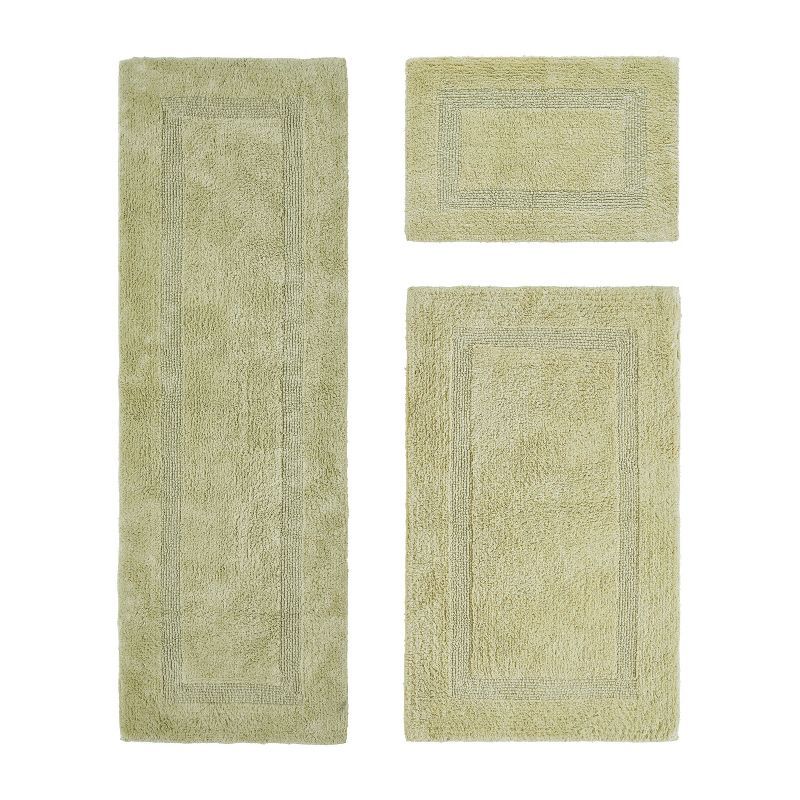 Luxurious Sage Cotton Tufted Reversible Bath Rug Set