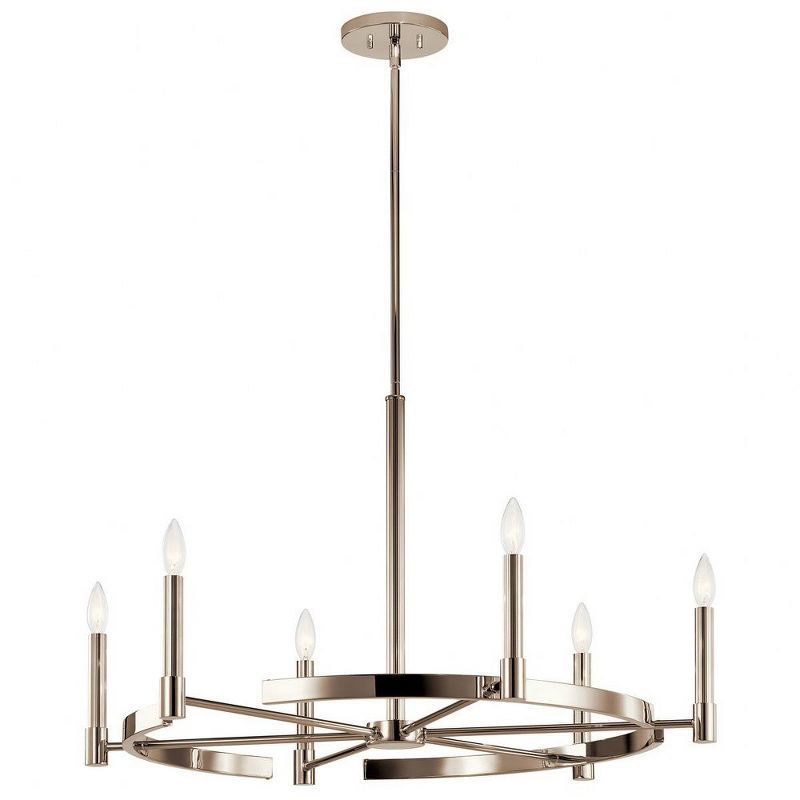 Tolani 6-Light Polished Nickel Chandelier with Black Chain