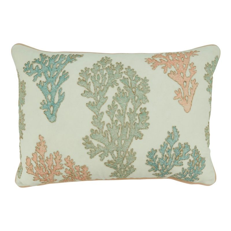 Coral Design Poly Filled Cotton Throw Pillow