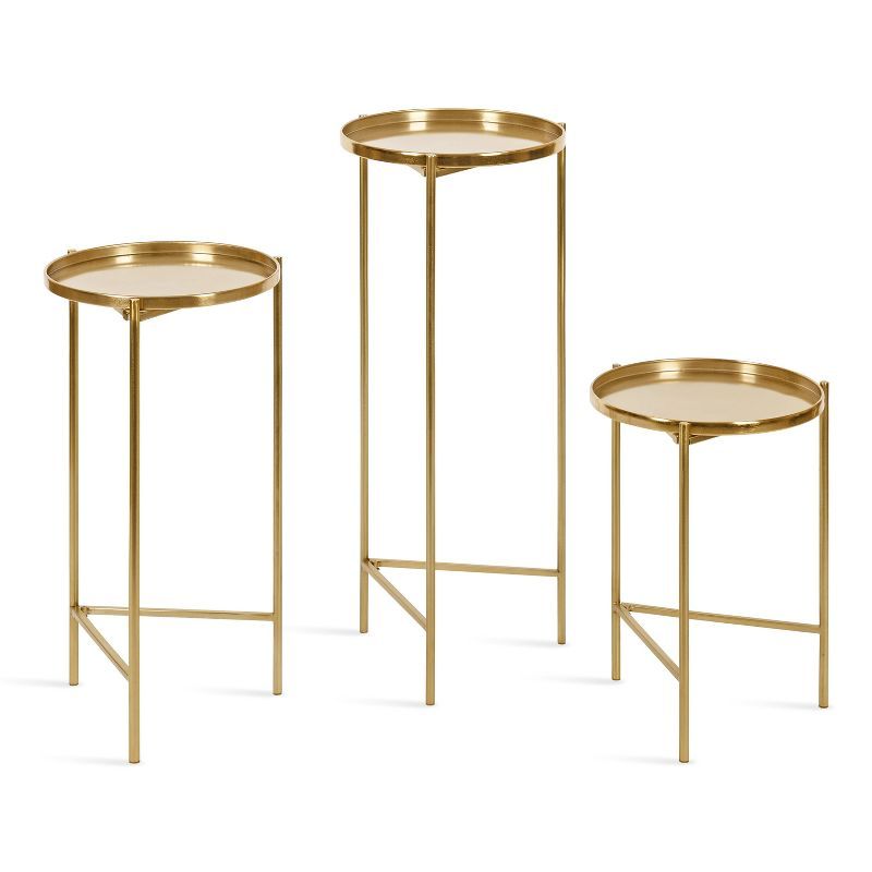 Ulani Gold Round Metal Nesting Accent Table Set