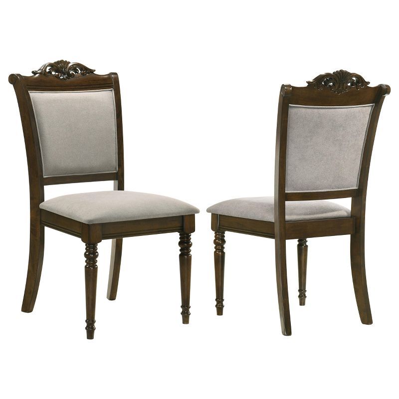 Gray and Chestnut Upholstered High Back Wood Side Chair Set