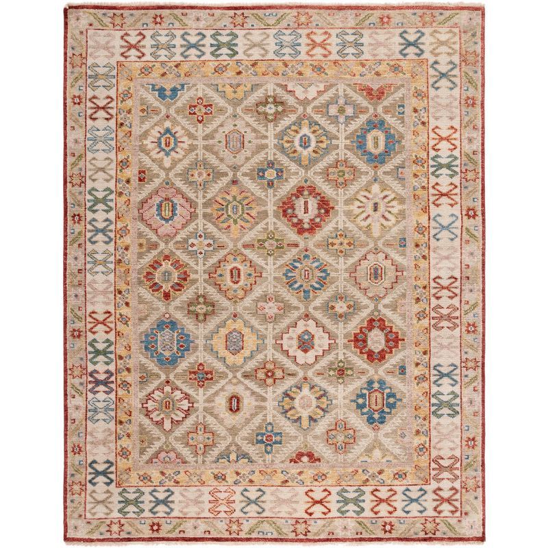 Samarkand Ivory Green 9' x 12' Hand-Knotted Wool Area Rug