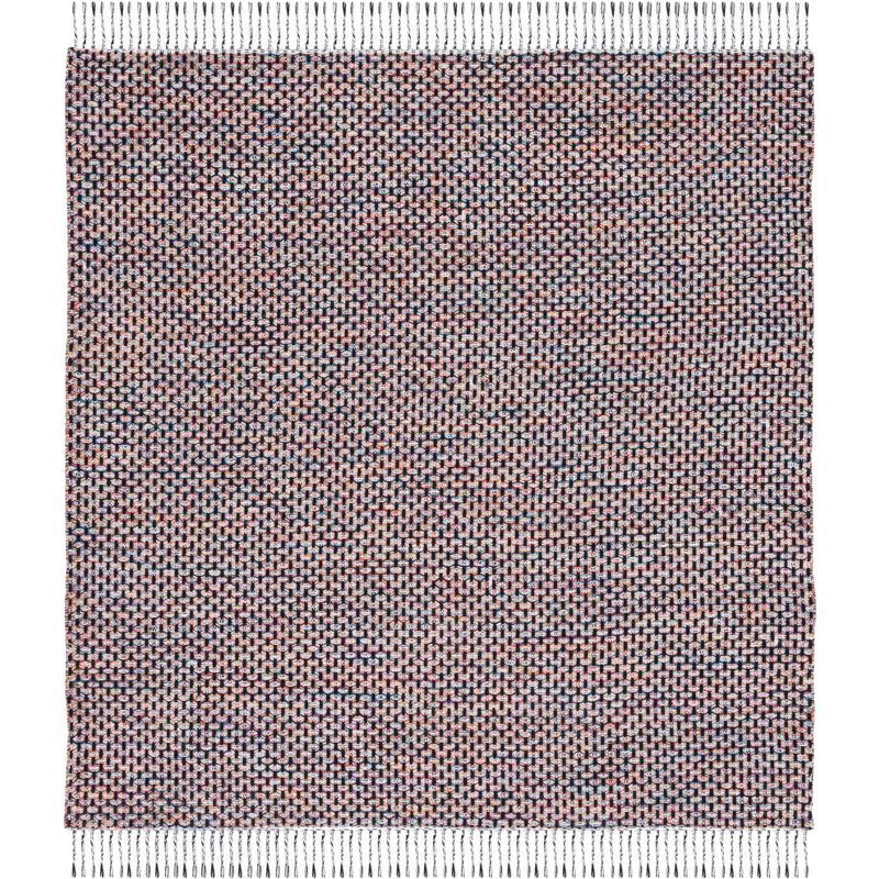 Coastal Charm Handwoven Cotton Ikat Red Square Rug - 6'