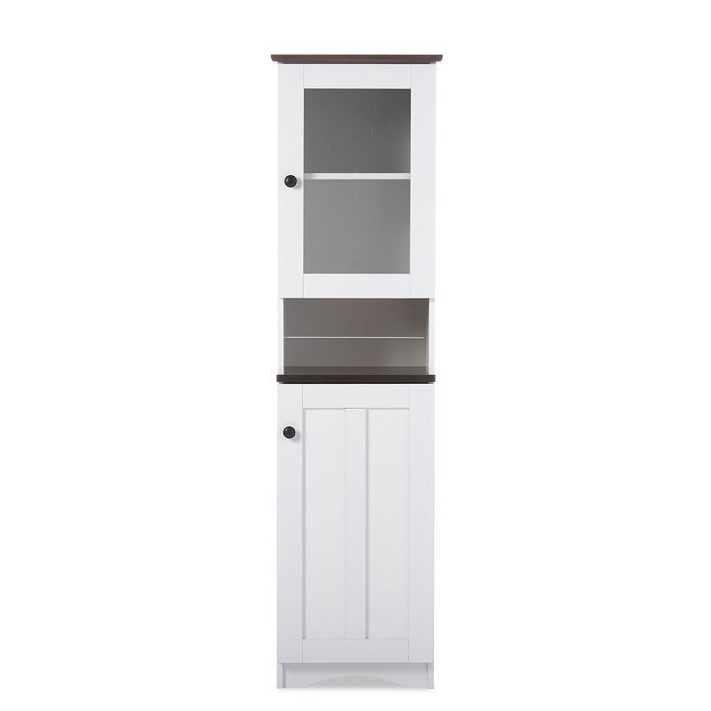 Lauren White and Dark Brown Two-Tone China Cabinet with Glass Door