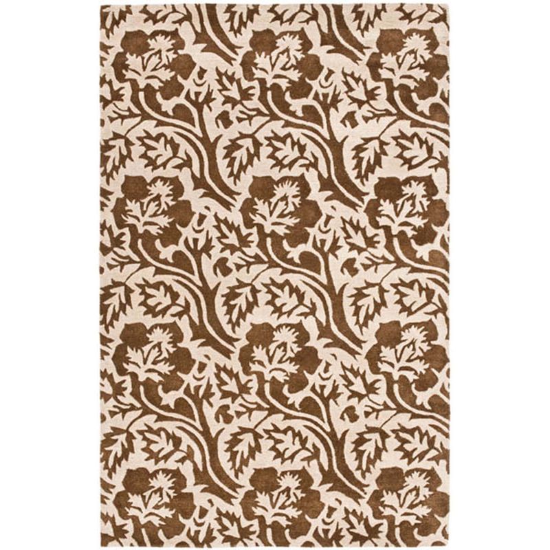 Ivory and Brown Hand-Tufted Wool Area Rug