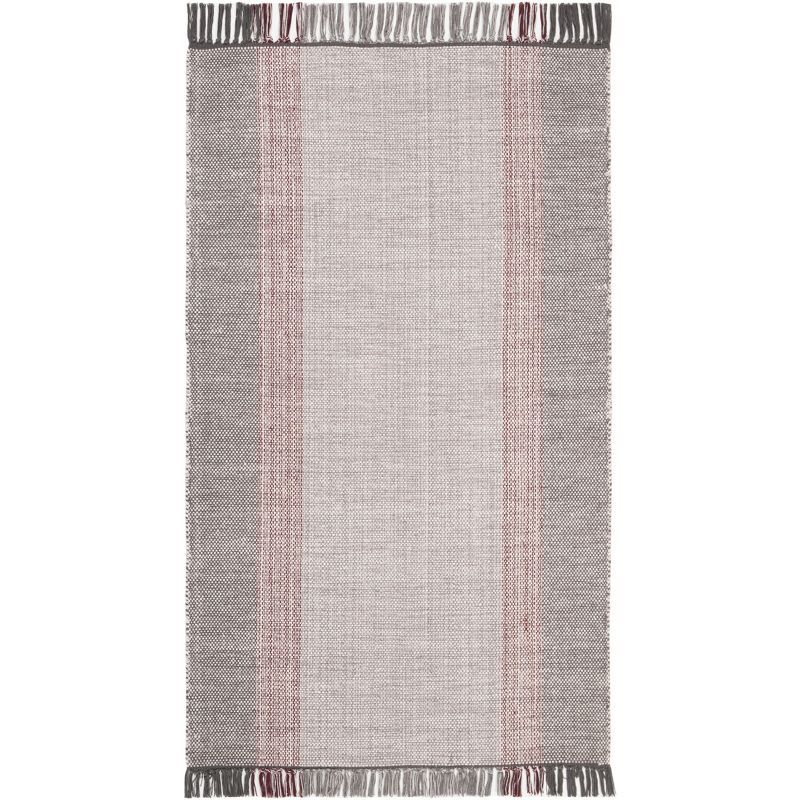 Handwoven Wine & Grey Cotton Stripe 3' x 5' Area Rug