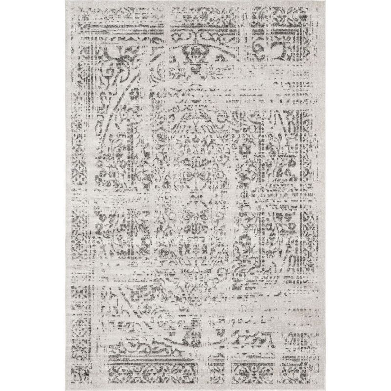 Gray 6' Square Synthetic Reversible Area Rug