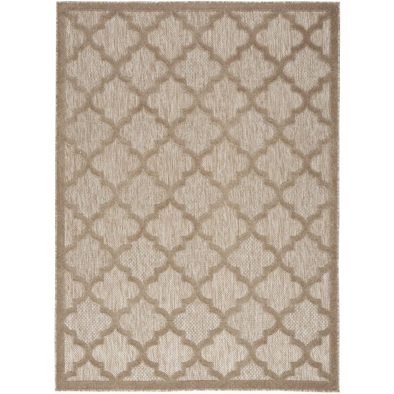 Natural Beige Synthetic Trellis Flat Woven 5' x 7' Rug