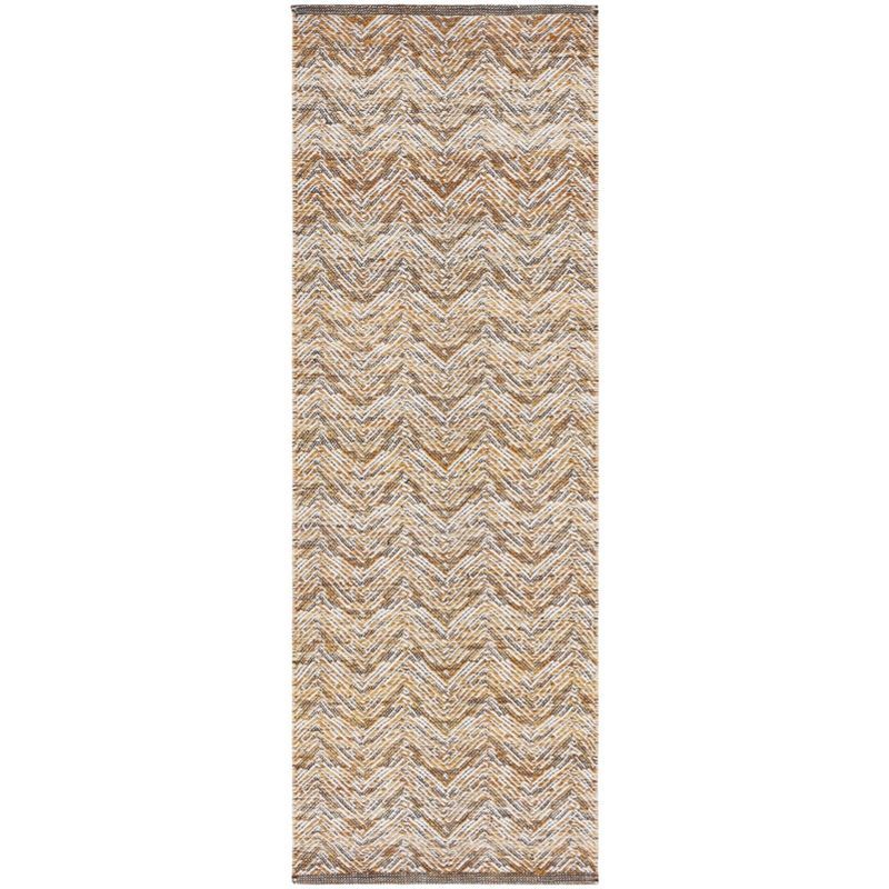 Gold and Black Handmade Wool Flat Weave Runner Rug