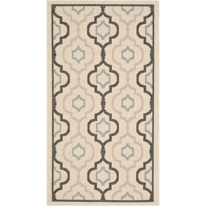 Light Grey Anthracite 31" Square Flat Woven Synthetic Area Rug