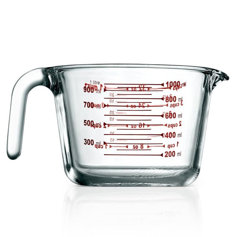 NutriChef 34.48 oz Clear Glass Measuring Cup with Handle