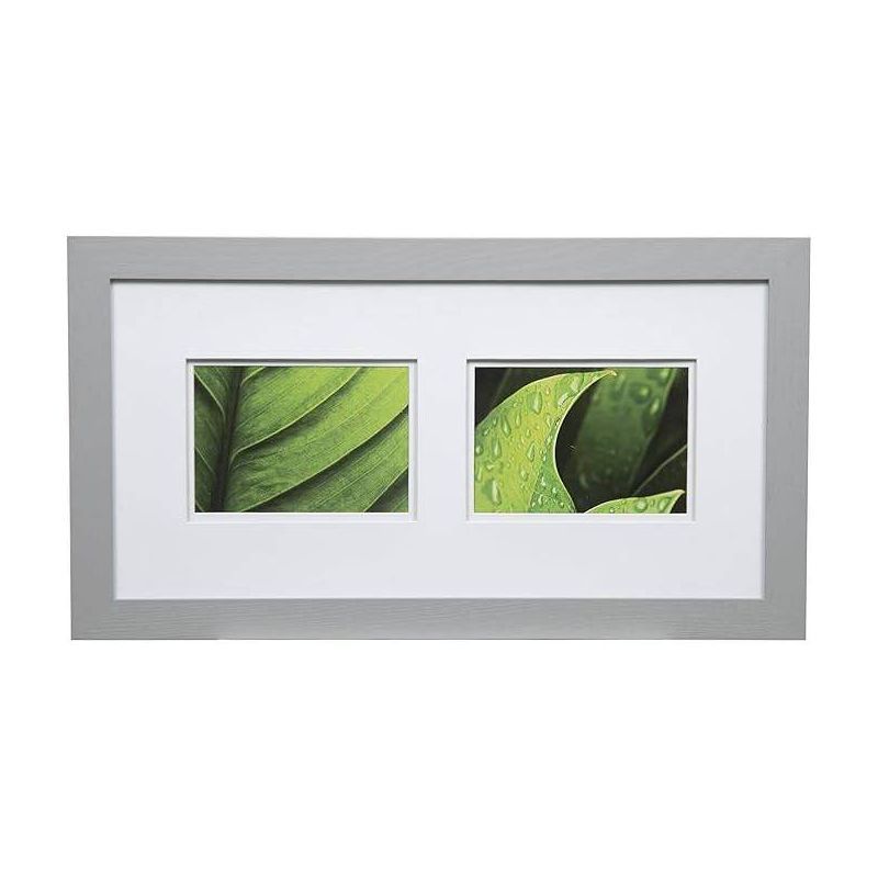 Gray Matte Wood Hanging Picture Frame with Double White Mat