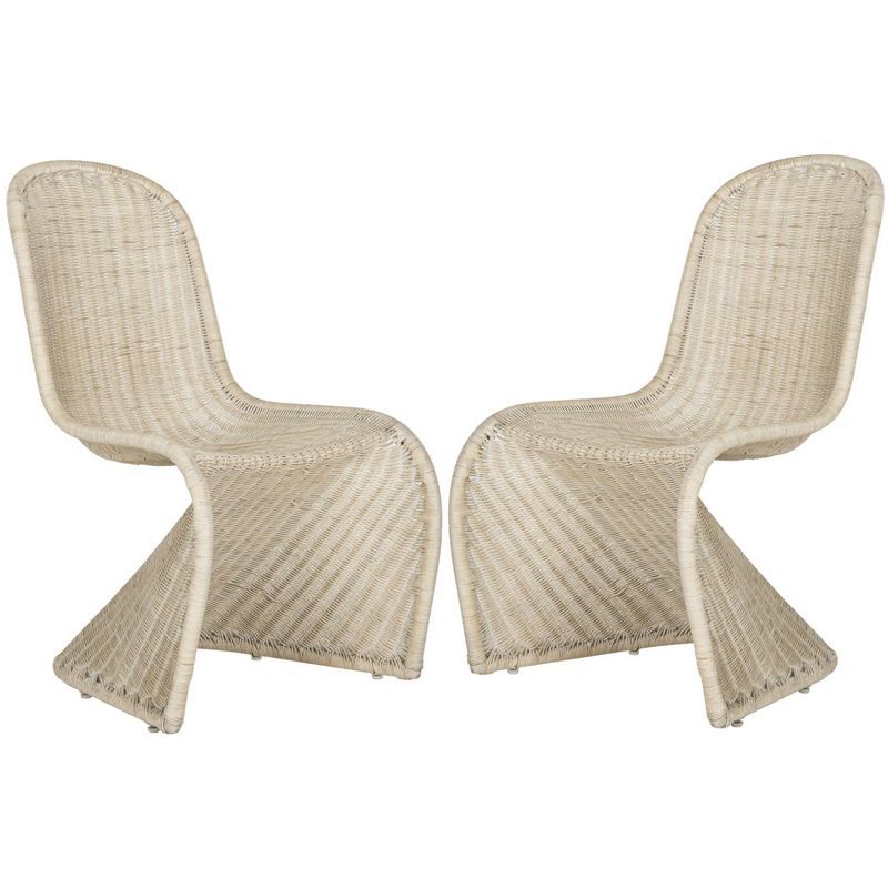 Gray Geometric Rattan Side Chairs, Set of 2