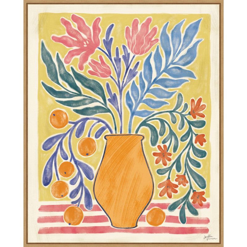 24" x 31" Orange Vase Botanical Canvas Print