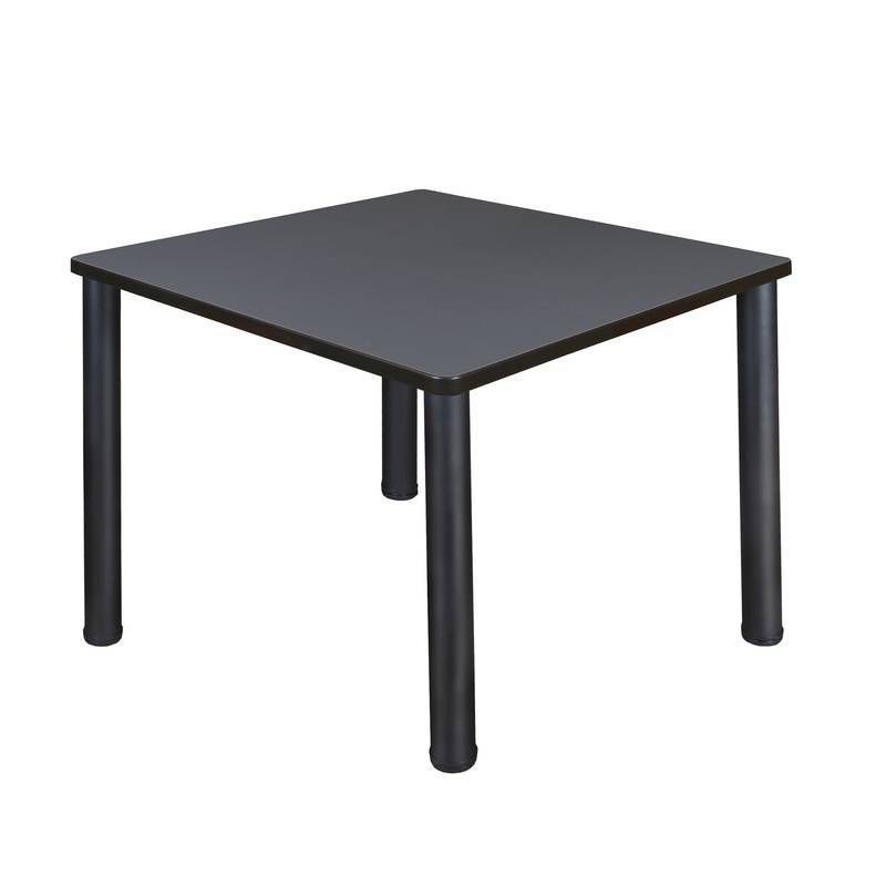 Kee 38" Square Black Laminate Dining Table with Steel Legs