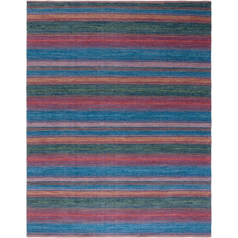 Handwoven Orange and Green Wool Cotton 8' x 10' Kilim Rug