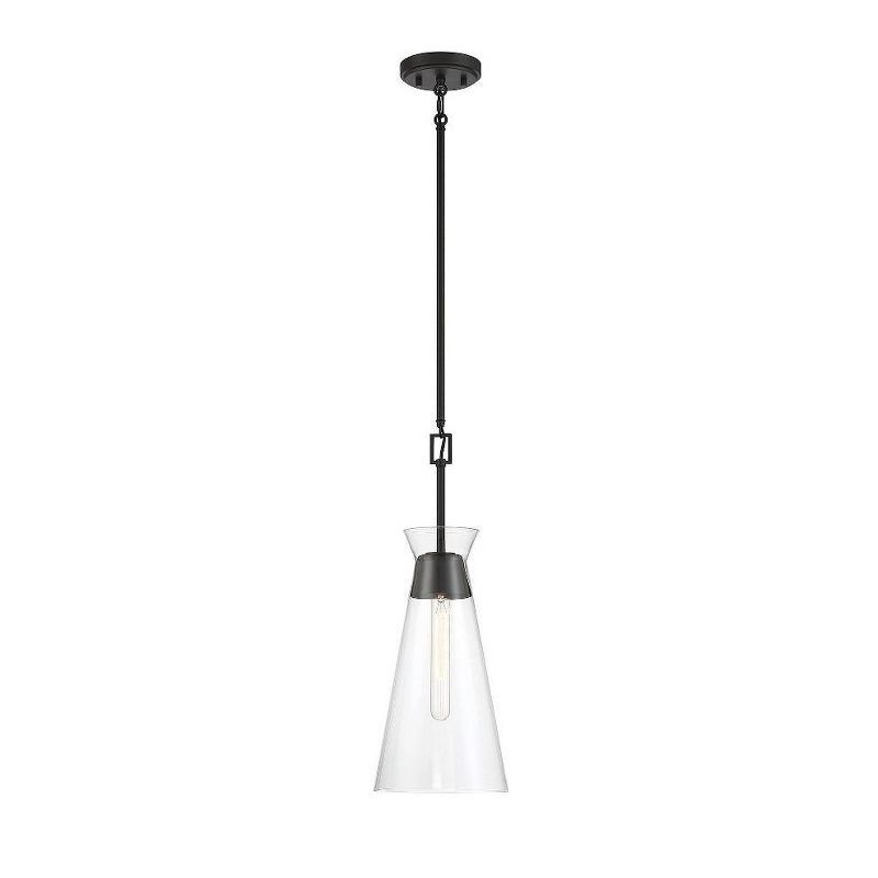 Matte Black Mid-Century Modern Glass Pendant Light