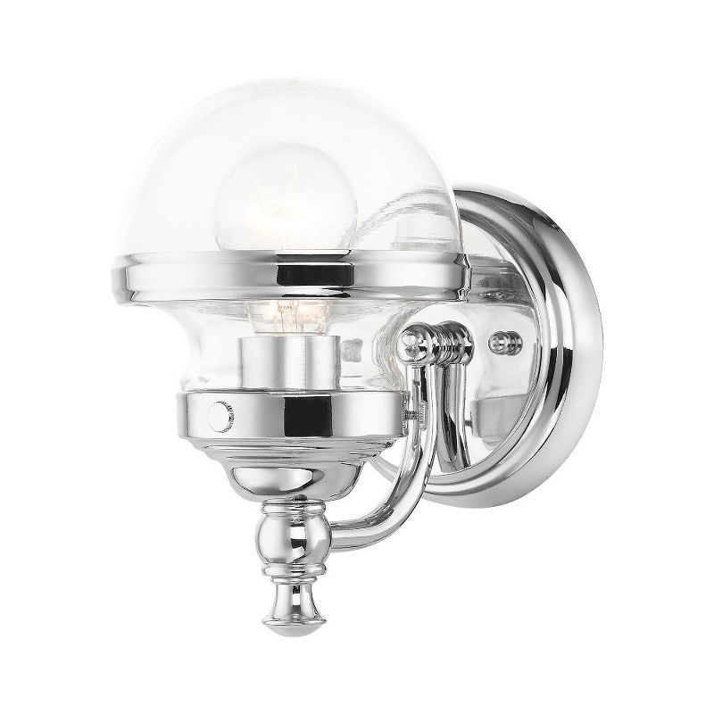 Polished Chrome 1-Light Vanity Sconce with Clear Glass